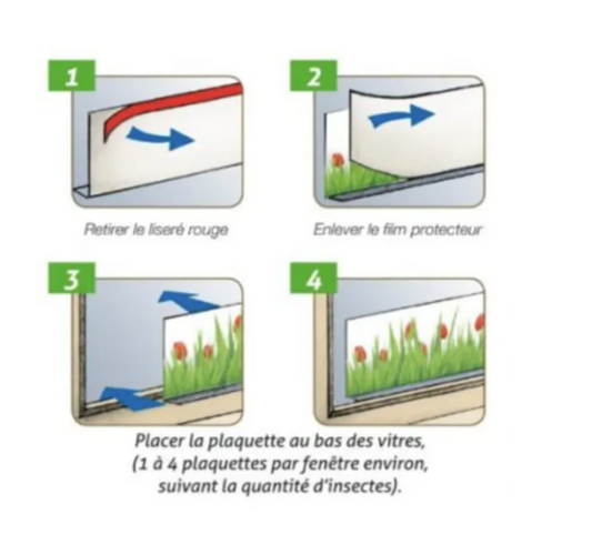 4 plaquettes engluées pour vitres anti mouches naturel sans insecticide