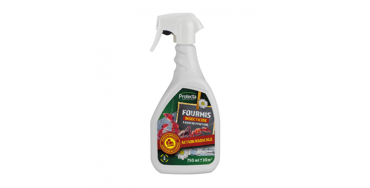 Spray insecticide fourmis 750 ml prêt à l'emploi à base de pyrèthre