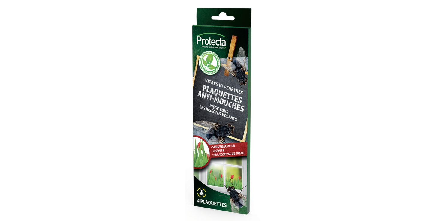 4 plaquettes engluées pour vitres anti mouches naturel sans insecticide