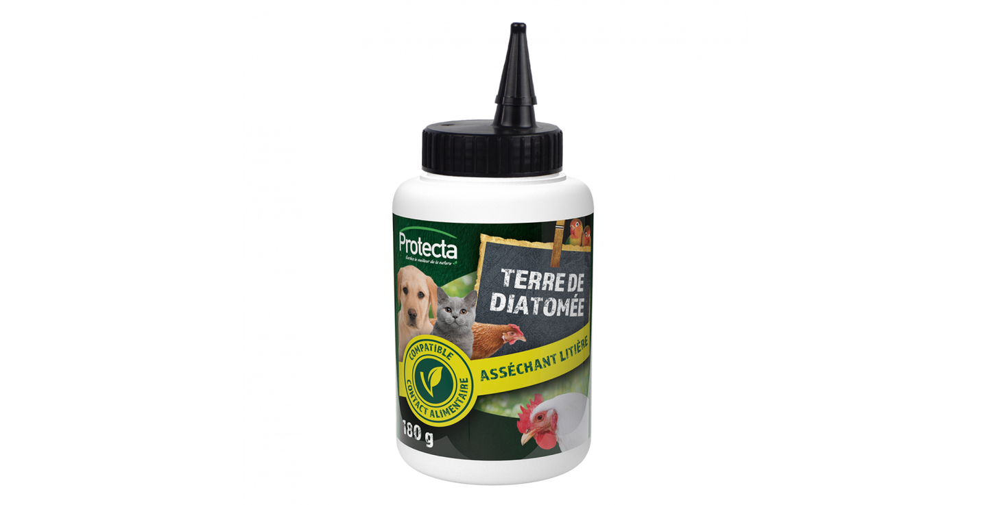Poudre terre de diatomée naturelle pour litière et insectes flacon souffleur 180 G
