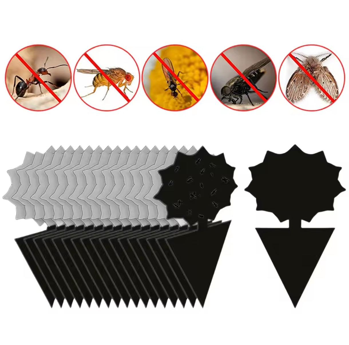 10 stickers jaune ou noir collants pour insectes volants