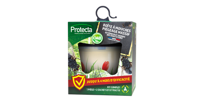 Boîte piège à mouches réutilisable avec 4 appâts inclus