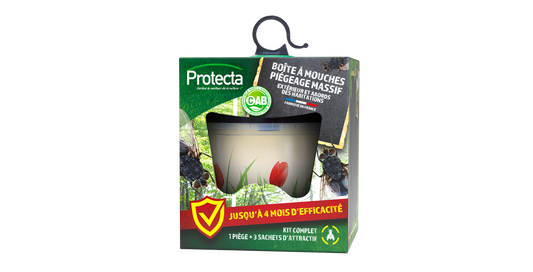 Boîte piège à mouches réutilisable avec 4 appâts inclus